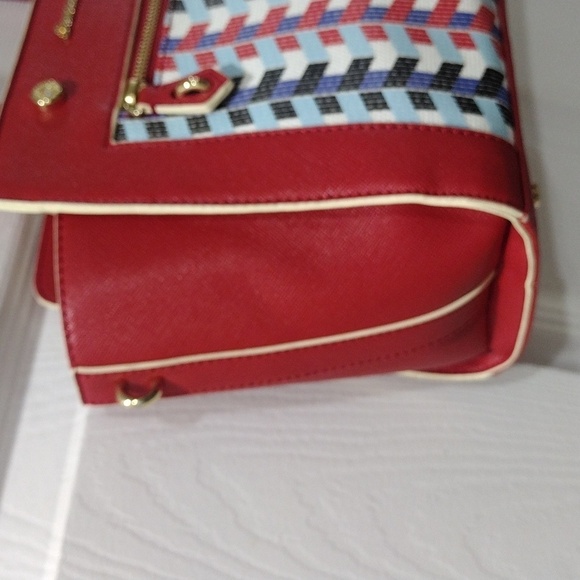 Samantha Vega Red Tricolor 2 ways Bag Shoulder Bag Handbag - Excellent Condition - Picture 5 of 11